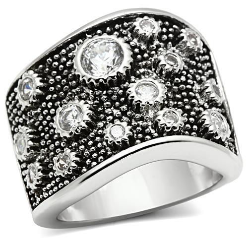 3W059 - Rhodium Brass Ring with AAA Grade CZ in Clear-0
