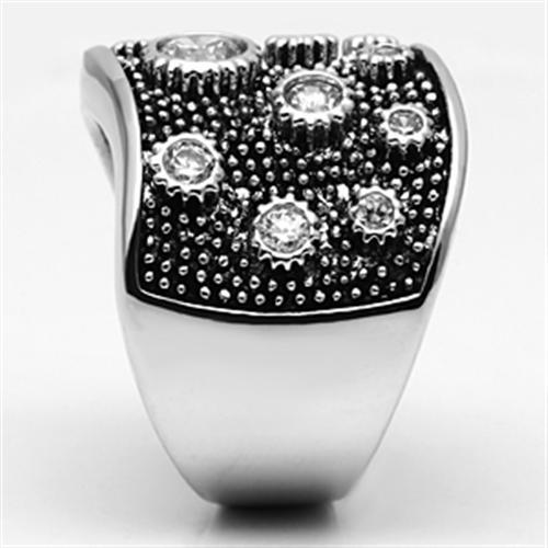 3W059 - Rhodium Brass Ring with AAA Grade CZ in Clear-3