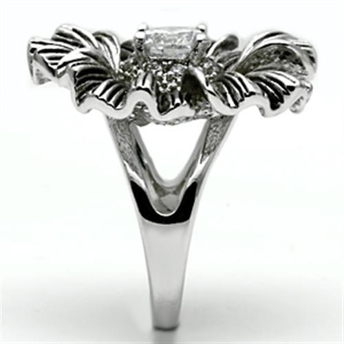3W060 - Rhodium Brass Ring with AAA Grade CZ in Clear-3