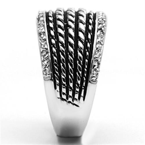 3W065 - Rhodium Brass Ring with AAA Grade CZ in Clear-3