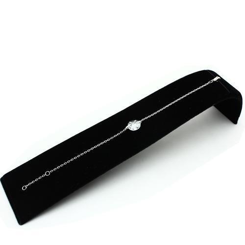 3W066 - Rhodium Brass Bracelet with AAA Grade CZ in Clear-1