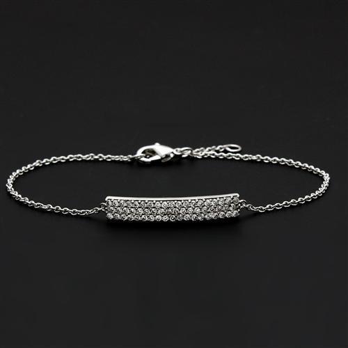 3W068 - Rhodium Brass Bracelet with AAA Grade CZ in Clear-2