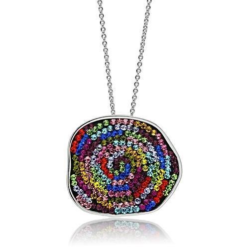 3W071 - Rhodium Brass Pendant with Top Grade Crystal in Multi Color-0