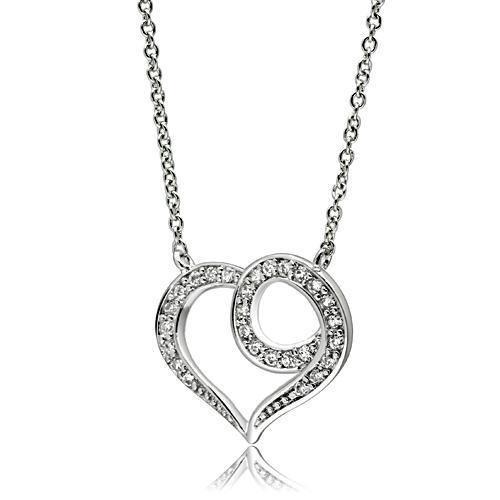3W075 - Rhodium Brass Necklace with AAA Grade CZ in Clear-0