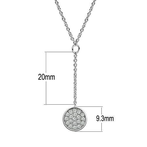 3W077 - Rhodium Brass Necklace with AAA Grade CZ in Clear-1