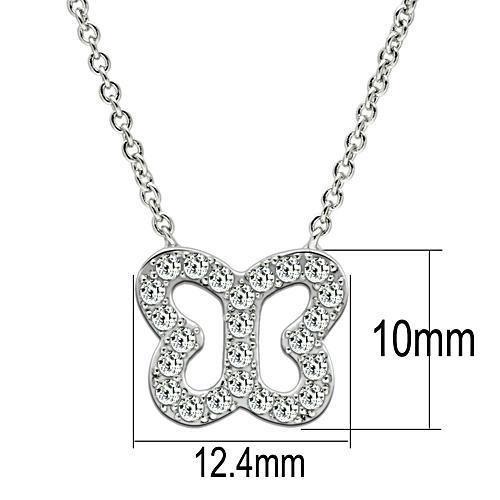 3W078 - Rhodium Brass Necklace with AAA Grade CZ in Clear-1