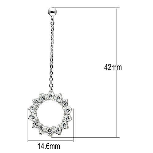 3W081 - Rhodium Brass Earrings with AAA Grade CZ in Clear-2