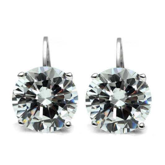 3W090 - Rhodium Brass Earrings with AAA Grade CZ in Clear-0