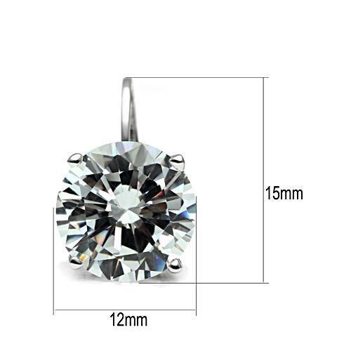 3W090 - Rhodium Brass Earrings with AAA Grade CZ in Clear-2