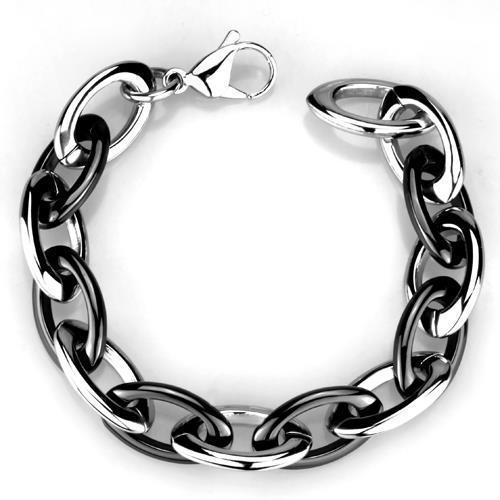 3W1009 - High polished (no plating) Stainless Steel Bracelet with Ceramic in Jet-0