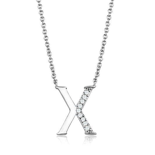 3W1030 - Rhodium Brass Chain Pendant with AAA Grade CZ in Clear-0