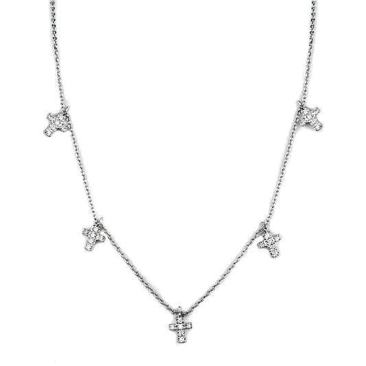 3W1037 - Rhodium Brass Chain Pendant with AAA Grade CZ in Clear-0