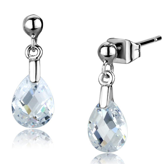 3W1057 - Rhodium Brass Earrings with AAA Grade CZ in Clear-0
