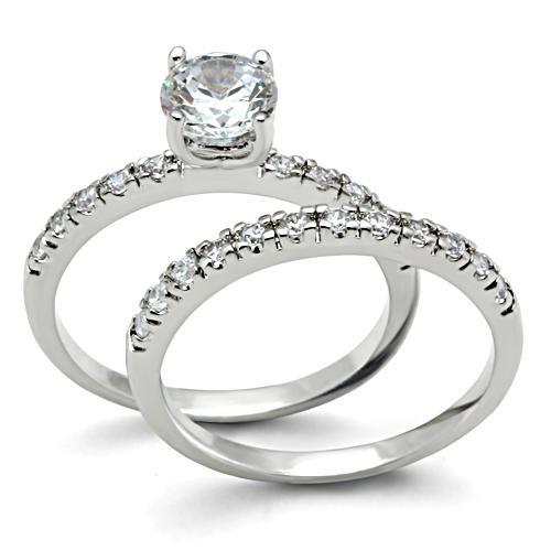 3W105 - Rhodium Brass Ring with AAA Grade CZ in Clear-0