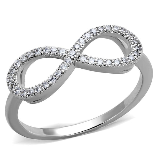 3W1068 - Rhodium Brass Ring with AAA Grade CZ in Clear-0