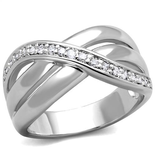3W1071 - Rhodium Brass Ring with AAA Grade CZ in Clear-0
