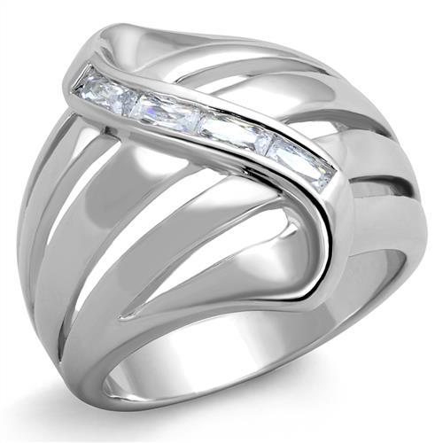 3W1077 - Rhodium Brass Ring with AAA Grade CZ in Clear-0