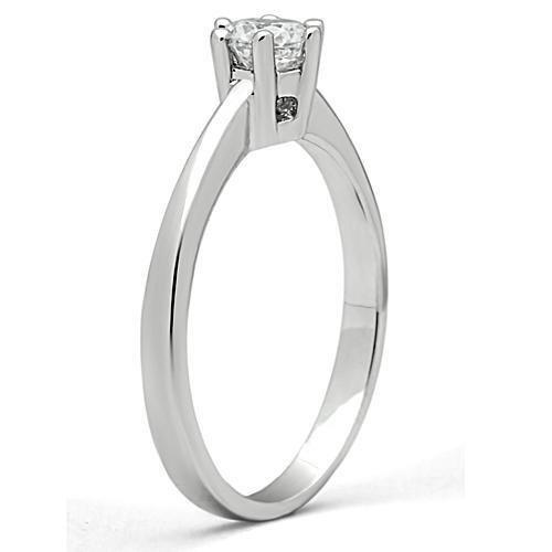 3W109 - Rhodium Brass Ring with AAA Grade CZ in Clear-3