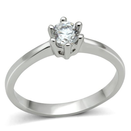 3W109 - Rhodium Brass Ring with AAA Grade CZ in Clear-0