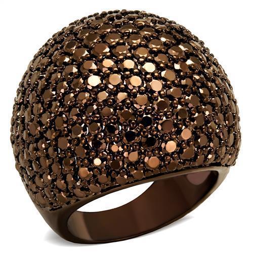 3W1101 - IP Coffee light Brass Ring with AAA Grade CZ in Light Coffee-0