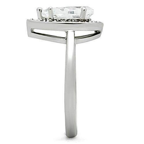 3W111 - Rhodium Brass Ring with AAA Grade CZ in Clear-2