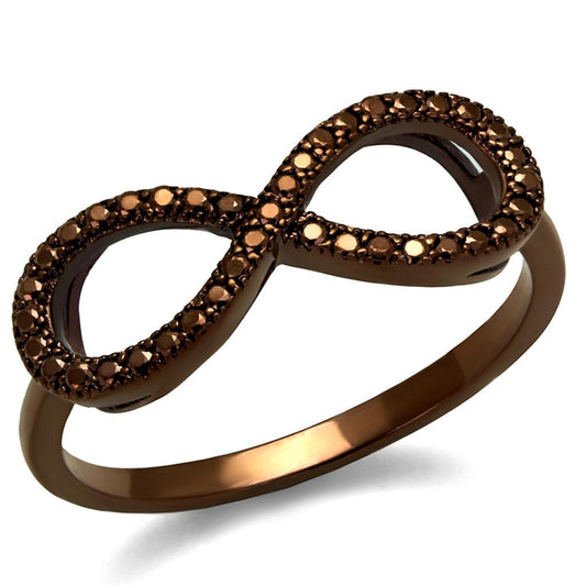 3W1129 - IP Coffee light Brass Ring with AAA Grade CZ in Light Coffee-0