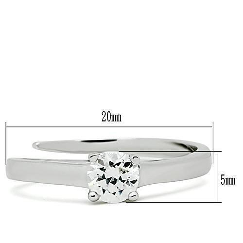 3W112 - Rhodium Brass Ring with AAA Grade CZ in Clear-1