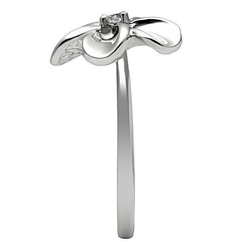 3W113 - Rhodium Brass Ring with AAA Grade CZ in Clear-3