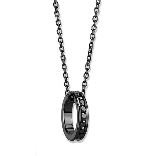 3W1144 - IP Light Black (IP Gun) Brass Chain Pendant with Top Grade Crystal in Light Gray-0