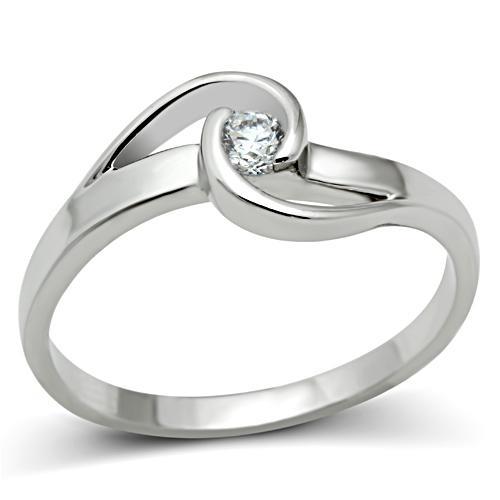 3W114 - Rhodium Brass Ring with AAA Grade CZ in Clear-0