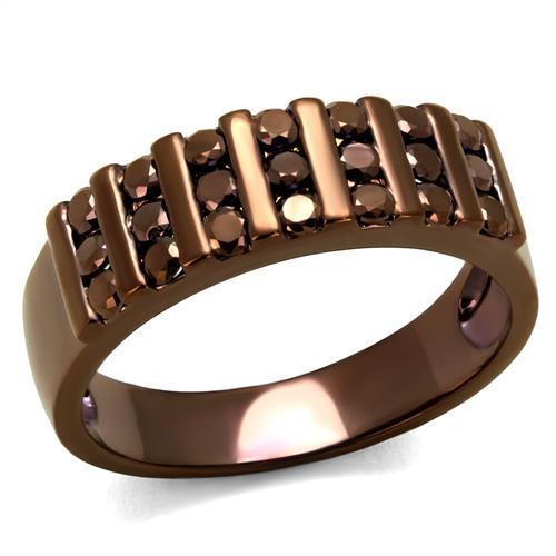 3W1164 - IP Coffee light Brass Ring with AAA Grade CZ in Light Coffee-0