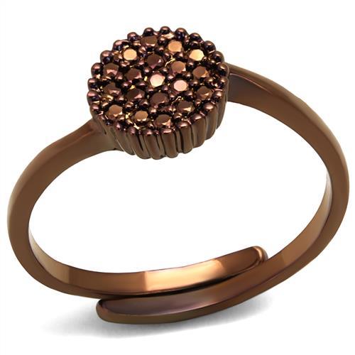 3W1177 - IP Coffee light Brass Ring with AAA Grade CZ in Light Coffee-0