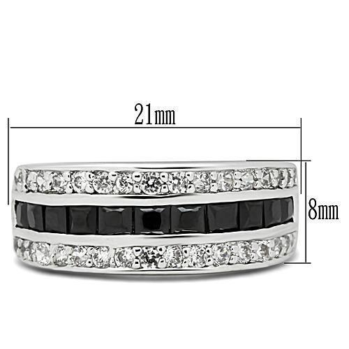 3W117 - Rhodium Brass Ring with AAA Grade CZ in Jet-1
