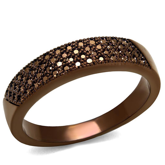 3W1186 - IP Coffee light Brass Ring with AAA Grade CZ in Light Coffee-0