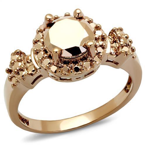 3W1193 - IP Rose Gold(Ion Plating) Brass Ring with AAA Grade CZ in Metallic Light Gold-0