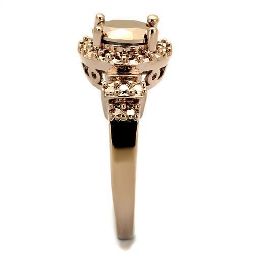 3W1193 - IP Rose Gold(Ion Plating) Brass Ring with AAA Grade CZ in Metallic Light Gold-3