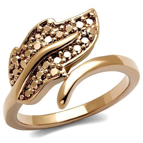 3W1200 - IP Rose Gold(Ion Plating) Brass Ring with AAA Grade CZ in Metallic Light Gold-0