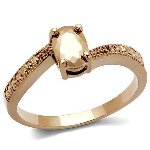 3W1201 - IP Rose Gold(Ion Plating) Brass Ring with AAA Grade CZ in Metallic Light Gold-0