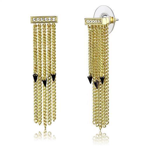 3W1205 - Gold+Ruthenium Brass Earrings with Top Grade Crystal in Clear-0