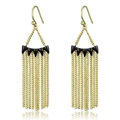 3W1206 - Gold+Ruthenium Brass Earrings with Top Grade Crystal in Clear-0