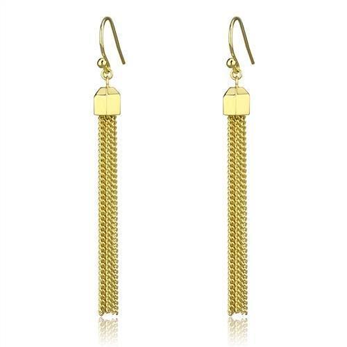 3W1207 - Gold Brass Earrings with Top Grade Crystal in Clear-0