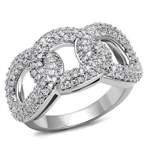 3W1218 - Rhodium Brass Ring with AAA Grade CZ in Clear-0