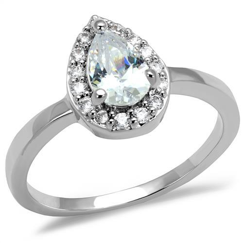 3W1219 - Rhodium Brass Ring with AAA Grade CZ in Clear-0