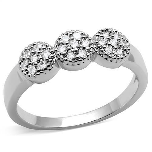 3W1220 - Rhodium Brass Ring with AAA Grade CZ in Clear-0
