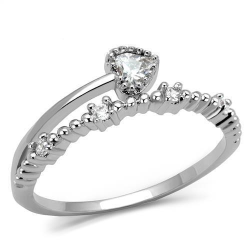 3W1223 - Rhodium Brass Ring with AAA Grade CZ in Clear-0