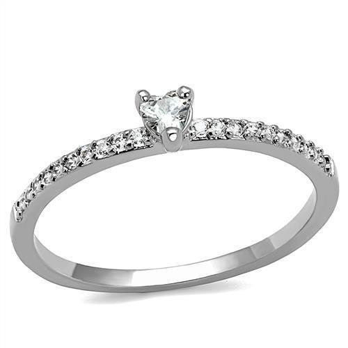 3W1224 - Rhodium Brass Ring with AAA Grade CZ in Clear-0