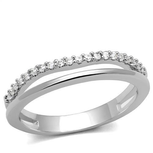 3W1229 - Rhodium Brass Ring with AAA Grade CZ in Clear-0