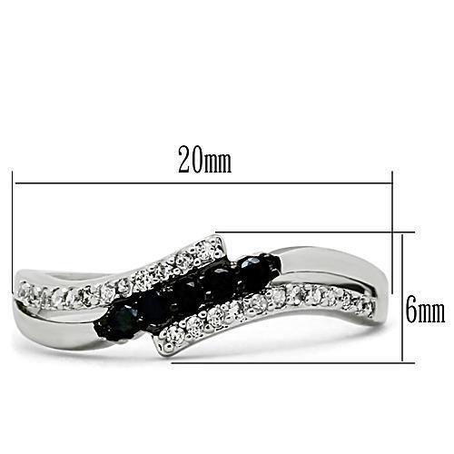 3W122 - Rhodium + Ruthenium Brass Ring with AAA Grade CZ in Jet-1