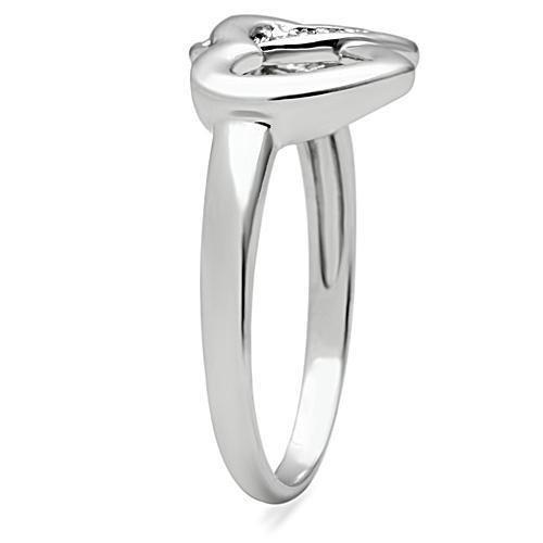 3W123 - Rhodium Brass Ring with AAA Grade CZ in Clear-3