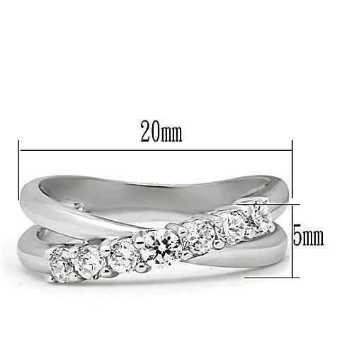 3W124 - Rhodium Brass Ring with AAA Grade CZ in Clear-1